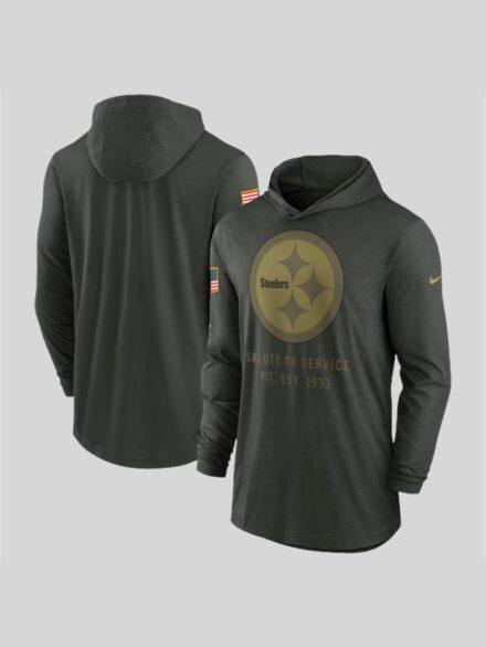 Pittsburgh Steelers 2025 Salute to Service Hooded Long Sleeve T shirt