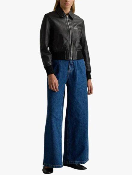 Quince 100 Washed Leather Bomber Jacket
