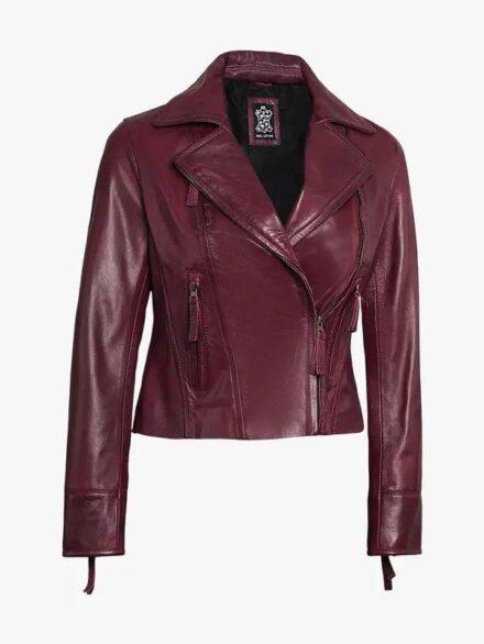 Ramsey Women s Asymmetrical Waxed Biker Leather Jacket