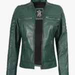 Real Green Biker Jacket For Women