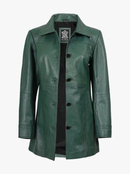 Real Green Coat 34 length Jacket For Women
