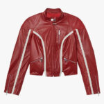 Redline Bolt High Collar Leather Biker Jacket