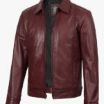 Reeves Men s Harrington Real Burgundy Leather Jacket 1
