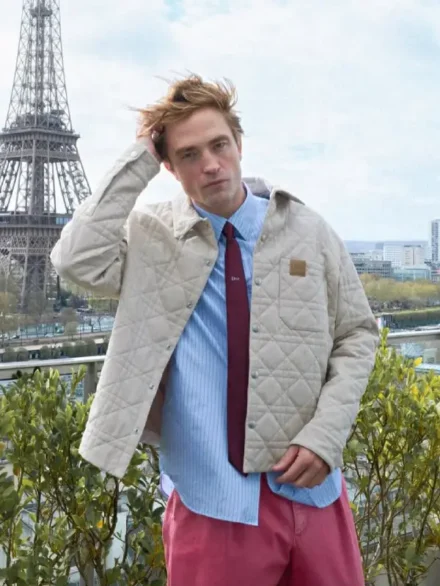 Robert Pattinson Dior Cannage Beige Jacket