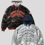 SS25 Supreme x Homerun Satin Hooded Varsity Jacket