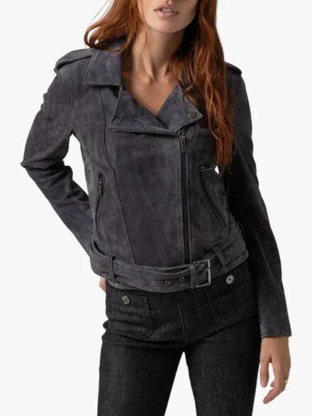 Saint and Sofia Luther Suede Jacket Charcoal