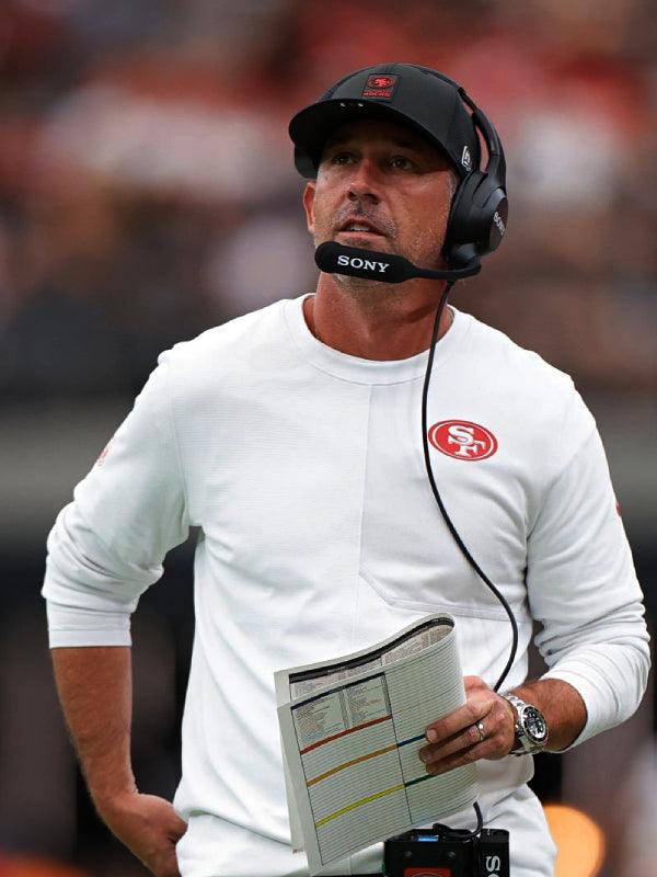 San Francisco 49ers Kyle Shanahan Nike Sideline Coach Long Sleeve Shirt White