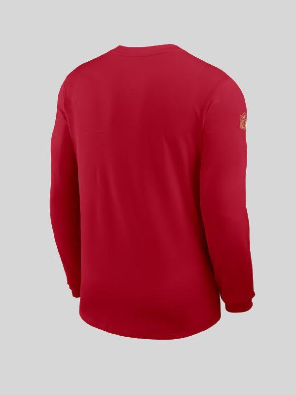 San Francisco 49ers Nike Red Sideline Coach Dri FIT Long Sleeve Shirt