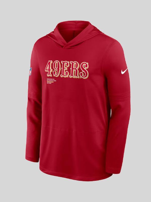 San Francisco 49ers Sideline Pure Fury Performance Long Sleeve Hoodie T Shirt Red