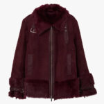 Shearling Buckle Detail Zip Through Coat