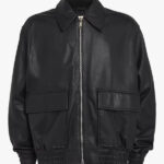 Studio Nicholson Leather Piston Bomber Jacket Black