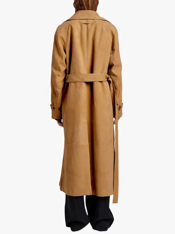 Suede Brown Trench Coat For Women's