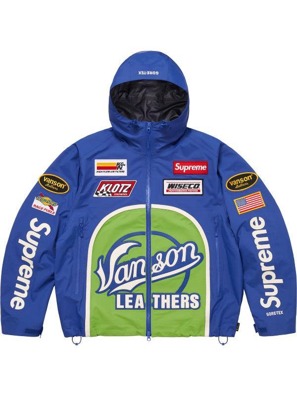 Supreme Vanson Leathers Gore Tex Shell Hooded Jacket Blue