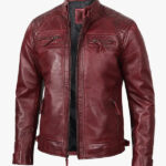 Tall Men s Real Leather Burgundy Biker Jacket