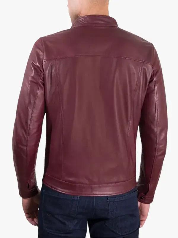 Ted Bordeaux biker jacket vintage aspect