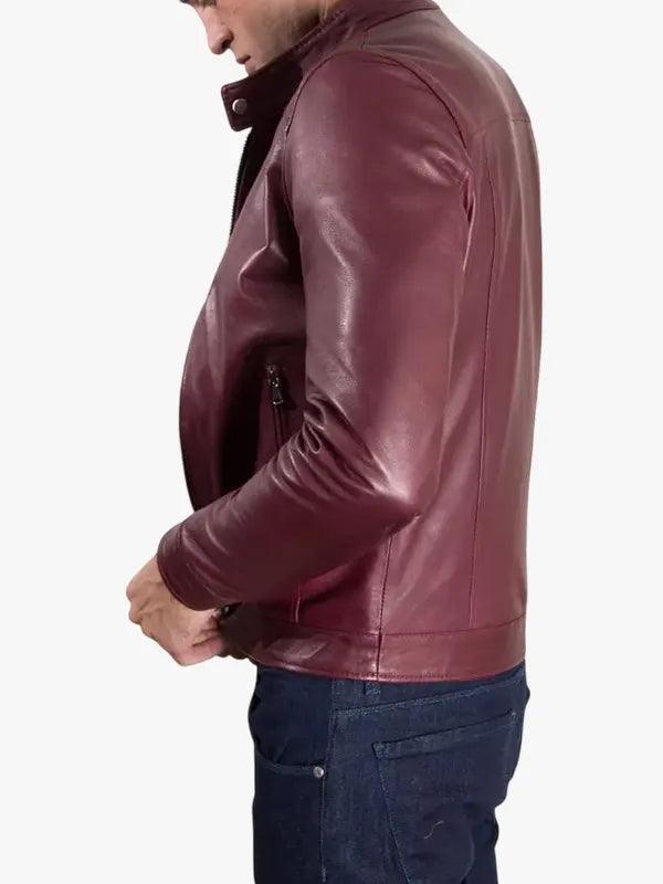 Ted Bordeaux leather jacket vintage aspect