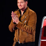 The Voice S28 Michael Buble Brown Suede Leather Jacket 1