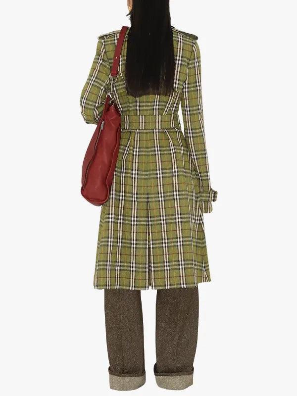 Trench Coat Check Stretch Linen