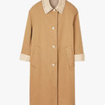 Trench coat with rhinestone collar