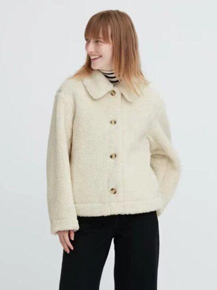 Uniqlo Off White Pile Lined Fleece Jacket