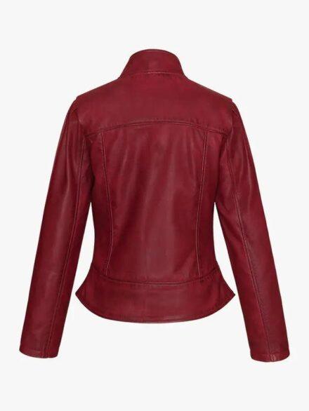 Vance Leathers Ladies Premium Soft Lightweight Burgundy Fitted Leather Jacket