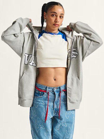 Vans Split Logo Zip Up Hoodie Grey
