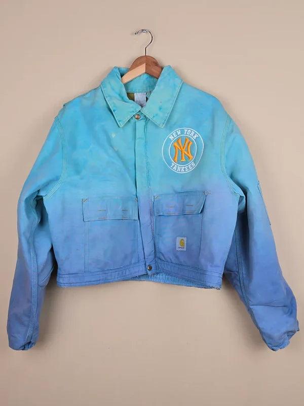 Vintage Carhartt X NY Yankees Cropped Jacket Ombre Blue