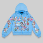 We Are Righteous Risen King Cropped Zip Up Hoodie Blue