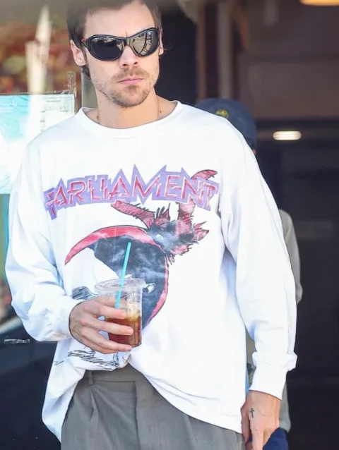 White Parliament Long Sleeve Tee Harry Styles