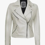 Women s Off White Lambskin Leather Jacket