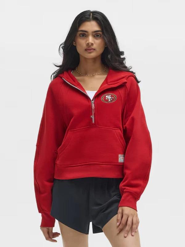 Women s lululemon College Crimson San Francisco 49ers Scuba Oversized Half Zip Hoodie