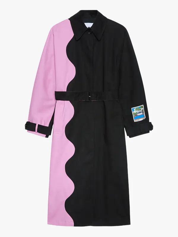 Women's Asymmetric Wave Two-Tone Trench Coat