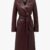 Women's Belted Burgundy Leather Trench Coat