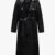 Women's Black Leather Wrap Trench Coat