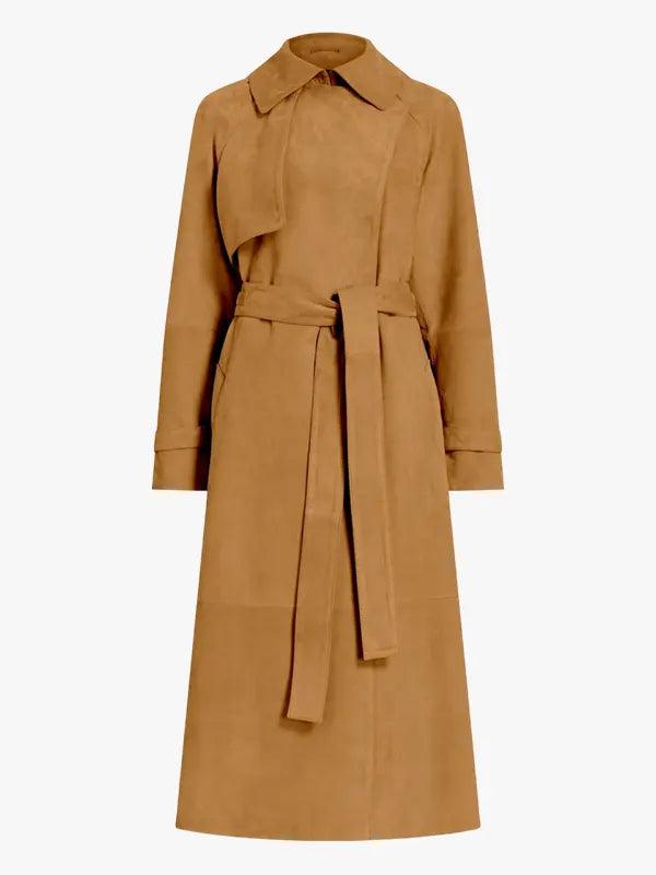 Women's Brown Suede Trench Coat