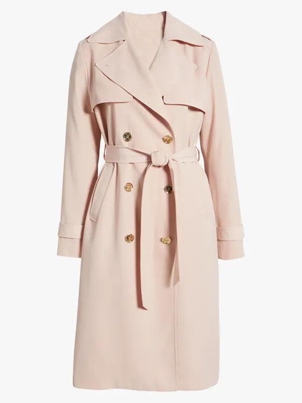 Women's Classic Double-Breasted Trench Coat with Belt