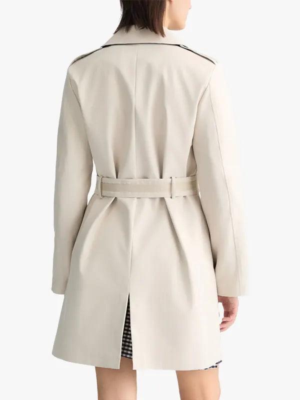 Women's Cream Mid-Length Trench Coat