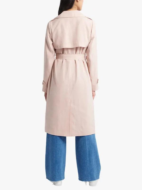Women's Double-Breasted Pink Trench Coat