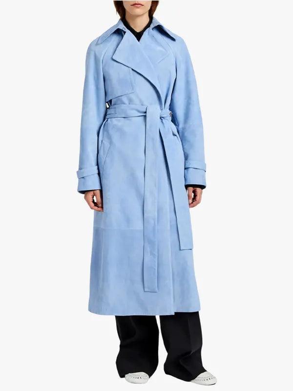 Women's Faux Suede Long Trench Coat