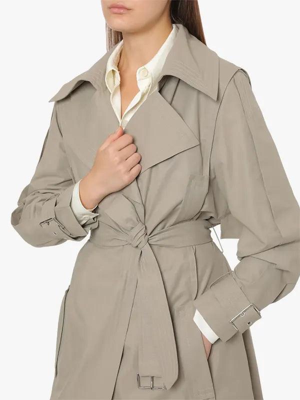 Women's Grey Belted Long Coat