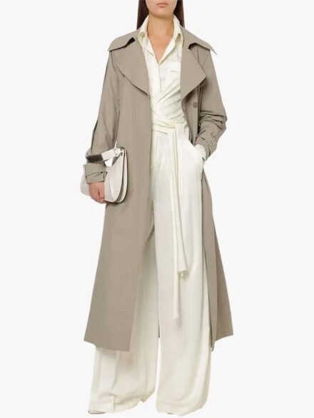 Women's Grey Long Belted Trench Coat