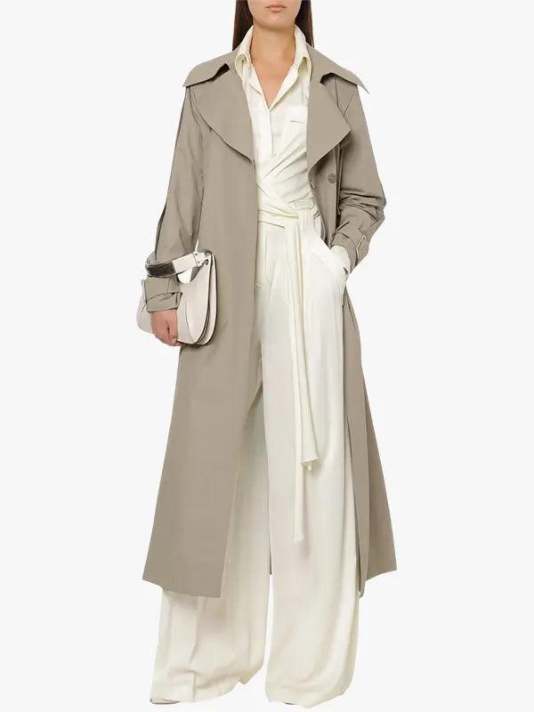 Women's Grey Long Belted Trench Coat