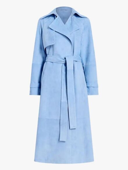 Women's Long Faux Suede Trench Coat