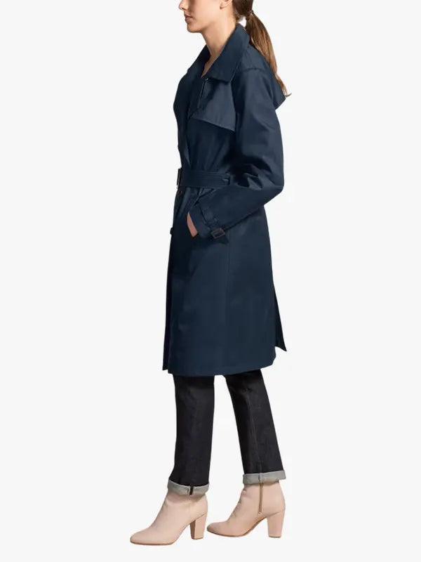 Women's Navy Mid-Length Trench Coat