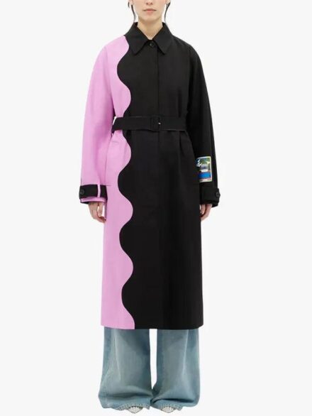 Women's Pink and Black Trench Coat