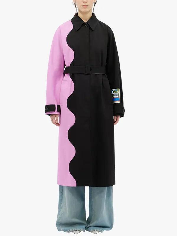 Women's Pink and Black Trench Coat