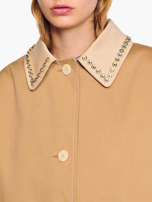 Women's Rhinestone Collar Coat
