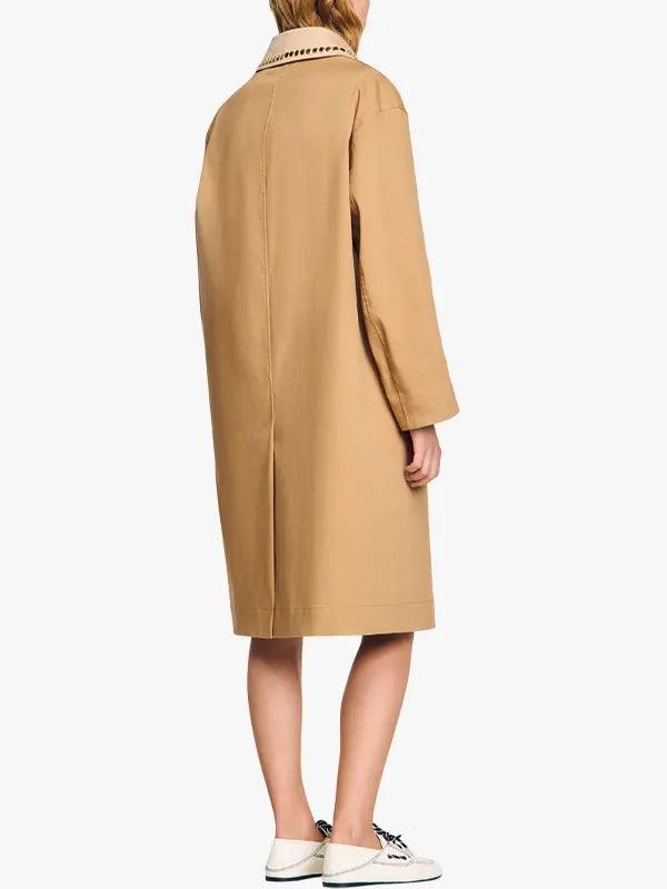 Women's Rhinestone Collar Long Coat