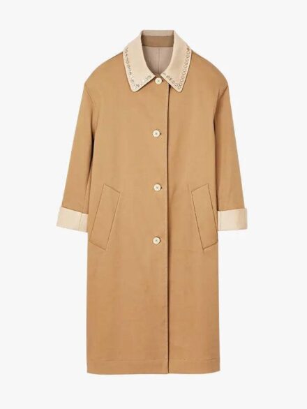 Women's Rhinestone Collar Trench Coat