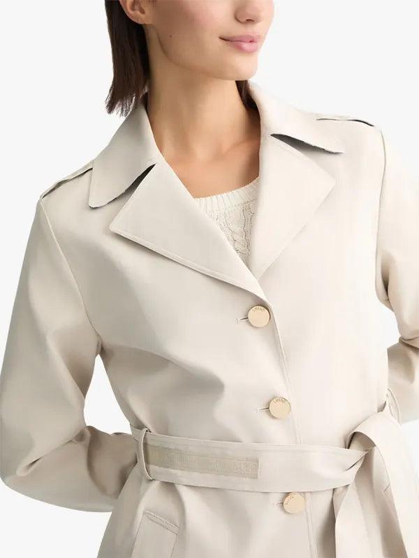 Women's Short Single-Breasted Trench Coat with Belt